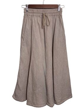 Len Ok Size Small Cream Linen Midi Length Skirt Boho Western Cottagecore Hippie